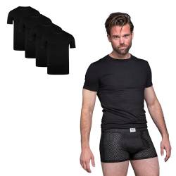 BOXR Underwear - Rundhals Herren Unterhemd aus Bambus - Weich und Atmungsaktiv - 3XL - Schwarz - 4er-Pack von BOXR Underwear