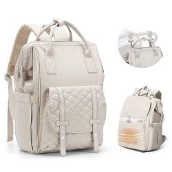 BOXSAM Baby Wickeltasche Wickelrucksack mit Kinderwagengurten für Mama und Papa,Wasserdichter Babytasche Rucksack Große Damen Kapazität Casual Daypacks für Reise,Beige von BOXSAM