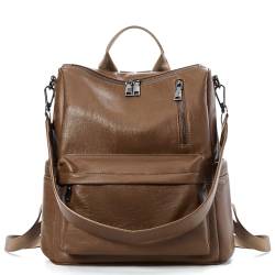 BOXSAM Damen Mode Rucksack Handtasche PU-Leder Wandlungsfähige Umhängetasche und Schultertasche Vielseitiges Design Reisetasche,Braun von BOXSAM