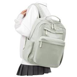 BOXSAM Schulrucksack Damen, Leichter Wasserabweisend Schultaschen 14 Zoll Laptop Rucksack für Mädchen im Teenageralter, Causal Travel Bookbag College Boys Men Work Daypack Grün von BOXSAM