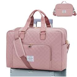 Reisetasche Damen, Sporttasche Handgepäck Tasche Weekender Bag Mit Trolleyhülle, Wasserdicht Travel Bag Duffle Bag Fitnesstasche Trainingstasche Frauen Kliniktasche für Reise Gym,Rosa von BOXSAM