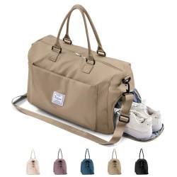 Sporttasche & Reisetasche für Damen und Herren, Tasche für Sport Fitness mit Schuhfach Nassfach, Sport Travel Bag Weekender mit Trolleyhülle, Wasserdicht Trainingstasche Gym Bag,Bronze von BOXSAM