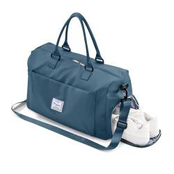 Sporttasche & Reisetasche für Damen und Herren, Tasche für Sport Fitness mit Schuhfach Nassfach, Sport Travel Bag Weekender mit Trolleyhülle, Wasserdicht Trainingstasche Gym Bag Blau von BOXSAM