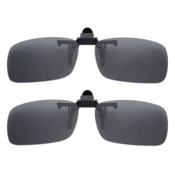 BOZEVON Clip auf Sonnenbrillen - Herren/Damen Flip-Up Polarisierende Sonnenbrillen Nachtsichtgläser Fit Over Brillenträger für Autofahren und Außenbereich, 2 * Grau - L von BOZEVON