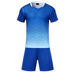 BOZEVON Kinder Jungen Fussball Trikots Eltern-Kind-Ausrüstung von Männer Sports Trainingstrikots Trikot und Hose, Blau,EU XS=Tag S, Kind(145-156CM) von BOZEVON