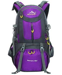 BOZEVON Outdoor Trekkingrucksacke - Reiserucksack Wanderrucksack Sport Radfahren Klettern Rucksack Herren Damen, violett, 60L von BOZEVON