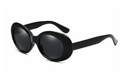 BOZEVON Retro Ovale Sonnenbrille - Damen & Herren UV400 Schutzbrillen Schwarz-Schwarz C4 von BOZEVON