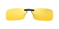 BOZEVON Sonnenbrillen-Clip auf Flip Up Polarisierte Linse - Unisex Rechteck Klipp auf Klapp-Sonnenbrille für Brillen im Freien und Fahren, Gelb von BOZEVON