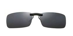 BOZEVON Sonnenbrillen-Clip auf Flip Up Polarisierte Linse - Unisex Rechteck Klipp auf Klapp-Sonnenbrille für Brillen im Freien und Fahren, Grau von BOZEVON