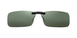 BOZEVON Sonnenbrillen-Clip auf Flip Up Polarisierte Linse - Unisex Rechteck Klipp auf Klapp-Sonnenbrille für Brillen im Freien und Fahren, Grün von BOZEVON