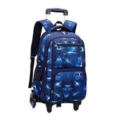 BOZONLI Trolley Schultaschen Rucksack mit Rollen Rolling Schultasche für Mädchen Jungen Schüler Reisegepäck Blau von BOZONLI