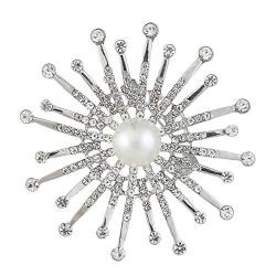 Vintage Schmuck Pin Strass Brosche Schneeflocke Brosche Damen Brosche Diamante Brosche Frauen Brosche Schal-Broschen für Frauen silver von BOduShang