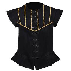 BPURB Herren Steampunk Wikinger Piraten Lace-up Ärmellos Weste Mantel Renaissance Mittelalter Cosplay Jacke Viktorianisches Kostüm, Größe L, Schwarz von BPURB