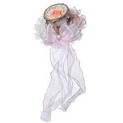 BPURB Rokoko-Stil Frauen Lolita Mini-Zylinder auf Haarreif Hochzeit Blume Cocktail Tee Party Haarspange (Rosa) von BPURB
