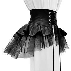 BPURB Steampunk Viktorianisch Rüschen Tutu Tüll Rock für Damen Taillengürtel Korsett Kostüm Petticoat Unterrock Pirat Cosplay Halloween Kleid von BPURB