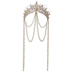 Kristallkrone für Frauen Vintage Königin Prinzessin Tiara Braut Strass Krone Dress-up Hochzeit Prom Festzug Perlenkrone Haarschmuck (Typ B) von BPURB