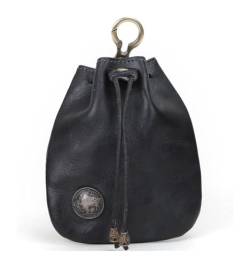 Handmade Cowhide Retro Storage Bag, Retro Coin Purse Handmade Leather Wallet, Portable Retro Handmade Key Pouch, Simple Handmade Bag for Women (Color : Black, Size : 1 Size) von BQLFPOIHP