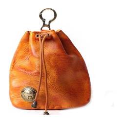 Handmade Cowhide Retro Storage Bag, Retro Coin Purse Handmade Leather Wallet, Portable Retro Handmade Key Pouch, Simple Handmade Bag for Women (Color : Yellow, Size : 1 Size) von BQLFPOIHP