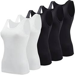 BQTQ 5 Stück Elastische Tank Tops Damen Unterhemden Stretch Crop Top Basic Cami Tank Top für Frauen und Mädchen, Schwarz, Weiß, M von BQTQ