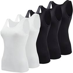 BQTQ 5 Stück Elastische Tank Tops Damen Unterhemden Stretch Crop Top Basic Cami Tank Top für Frauen und Mädchen, Schwarz, Weiß, XXL von BQTQ