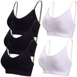 BQTQ 5 Stück V-Ausschnitt-BH, gepolstert, Camisole für Damen, nahtlos, Bralettes, schwarz, weiß, X-Large von BQTQ