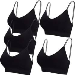 BQTQ 5 Stücke Bralette Damen V Hals Cami Top BH Bralette Schlafen BH für Frauen Mädchen, Schwarz, M von BQTQ