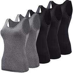 BQTQ Basic-Tank-Tops für Damen, ärmellose Unterhemden, 5 Stück, Schwarz, Dunkelgrau, Groß von BQTQ