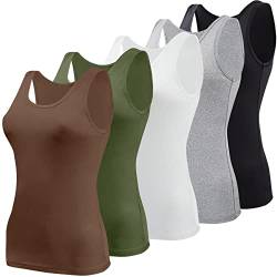 BQTQ Basic-Tank-Tops für Damen, ärmellose Unterhemden, 5 Stück, X-Groß von BQTQ