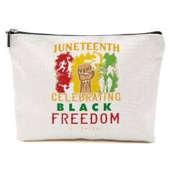 Juneteenth 1865 Black History Month Gifts Make-up-Tasche, afrikanische Kosmetiktasche, schwarzer Unabhängigkeitstag, Celebrating Black Freedom, 9.6*7.1 inch von BQXH