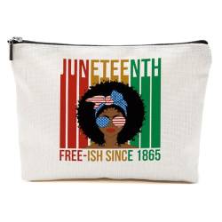 Juneteenth 1865 Black History Month Gifts Make-up-Tasche, afrikanische Kosmetiktasche, schwarzer Unabhängigkeitstag, Free-ish Sice 1865, 9.6*7.1 inch von BQXH