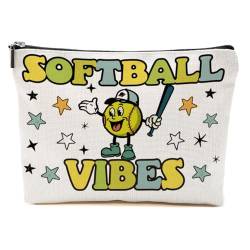 Softball-Geschenke, Softball-Fans, Make-up-Tasche, Softball-Zubehör für Mädchen, Frauen, Softball-Liebhaber, Fans, Spieler, Mehrfarbig0238, 9.6*7.1 inch von BQXH