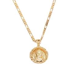 Halskette mit Buddhismus-Anhänger, 24 Karat vergoldet, mit 58,4 cm langer Kette von BR Gold Jewelry