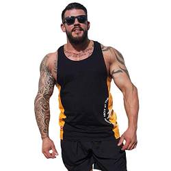 Brachial Herren Tank-Top Squat Schwarz/Orange S - Stringer Muscle Shirt für Bodybuilding Fitness Workout Gym Kraftsport von BRACHIAL THE LIFESTYLE COMPANY