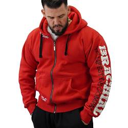 Brachial Premium Herren Kapuzenjacke Gym Rot 2XL - Hoodie Sweatjacke Sweatshirt Jacke mit Kapuze für Bodybuilder Sportler von BRACHIAL THE LIFESTYLE COMPANY