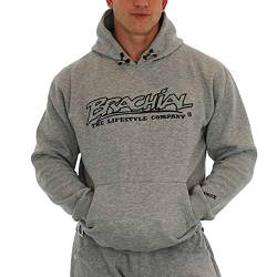 Brachial Premium Herren Kapuzenpullover Gain Graumeliert M - Hoodie Sweatshirt Pullover mit Kapuze für Bodybuilder Sportler von BRACHIAL THE LIFESTYLE COMPANY