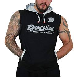 Brachial Premium Herren Tank-Top Boxer mit Kapuze Schwarz 2XL - für Fitness Bodybuilding Workout Gym Kraftsport Freizeit von BRACHIAL THE LIFESTYLE COMPANY