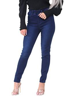 BRAND KRUZE Damen Skinny Jeans Jeggings High Rise Elasticated Waist Stretch Denim Jeans Leggings, dunkelblau, 36 von BRAND KRUZE