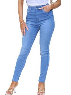 BRAND KRUZE Damen Skinny Jeans mit hoher Taille, Stretch-Flex-Denim-Jeans, hellblau, 44 von BRAND KRUZE