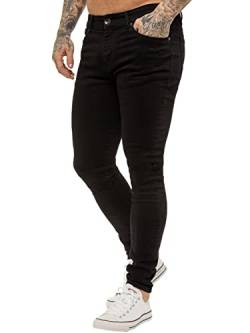 BRAND KRUZE Designer Herren Jeans KZ106 Skinny Slim Fit Casual Super Stretch Denim Hose, Schwarz , Bundweite: 97 cm, beinlänge: 81 cm (38 W / 32 L) von BRAND KRUZE