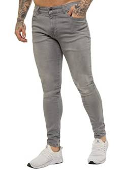 BRAND KRUZE Designer Herren Jeans KZ106 Skinny Slim Fit Casual Super Stretch Denim Hose, grau, Bundweite: 91 cm, beinlänge: 76 cm (36 W / 30 L) von BRAND KRUZE