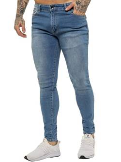 BRAND KRUZE Designer Herren Jeans KZ106 Skinny Slim Fit Casual Super Stretch Denim Hose, hellblau, 28 W/30 L von BRAND KRUZE