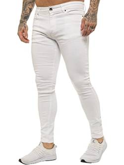 BRAND KRUZE Designer Herren Jeans KZ106 Skinny Slim Fit Casual Super Stretch Denim Hose, weiß, 30 W/30 L von BRAND KRUZE