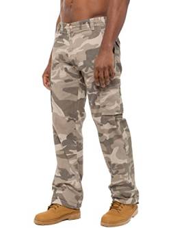 BRAND KRUZE Herren Cargohose KZ116 Camouflage Grün Camo Sommerhose Jeans alle Taillengrößen, beige, 32 W/30 L von BRAND KRUZE