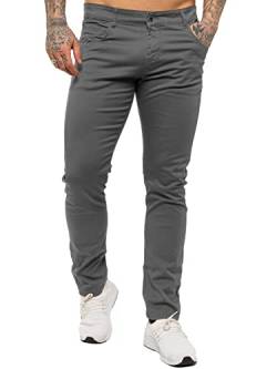 BRAND KRUZE Herren Chinos KZ104 Designer Stretch Skinny Fit Markenhose Slim Hose alle Taillengrößen, grau, 44W x 30L von BRAND KRUZE