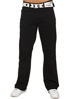 BRAND KRUZE Herren Jeans Bootcut Hose KZ115 ausgestelltes weites Bein Denim Hose alle Taillengrößen mit Gürtel, Schwarz , 34 W/30 L von BRAND KRUZE