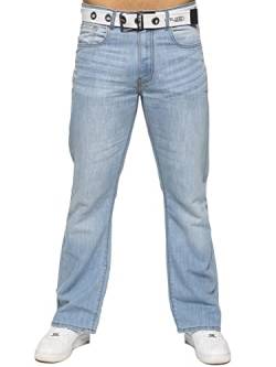 BRAND KRUZE Herren Jeans Bootcut Hose KZ115 ausgestelltes weites Bein Denim Hose alle Taillengrößen mit Gürtel, hellblau, 30 W/34 L von BRAND KRUZE