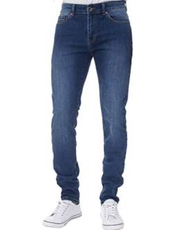 KRUZE Herren Designer Freizeit Markiert Jeans Dehnbar Super Enge Jeans Hose - Herren, Mid Steinwäsche, 36W x 34L von BRAND KRUZE