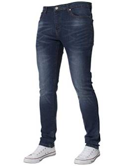 Kruze Designer Herren Skinny Fit Jeans Stretch Slim Denim Hose alle Taille Bein Größe Gr. 42 W/30 L, blau von BRAND KRUZE