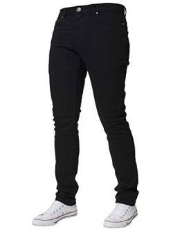 Kruze Designer Herren Skinny Fit Jeans Stretch Slim Denim Hose alle Taille Bein Größe Gr. 42 W/32 L, Schwarz von BRAND KRUZE