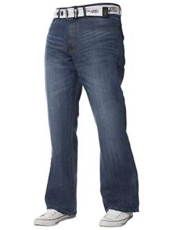 Kruze Herren-Bootcut-Jeans, ausgestelltes weites Bein, Denim-Hose, King Big, alle Taillengrößen, blau, 34 W/32 L von BRAND KRUZE
